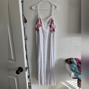 Love, Fire White Dress with Floral Accents